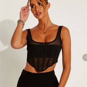 Black mesh corset top